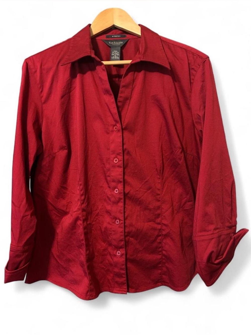 Van Heusen Women's Deep Red Button-Down Shirt